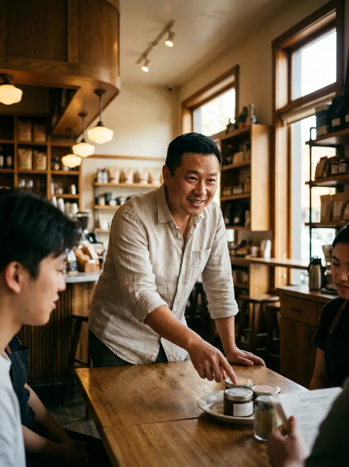 中小企業負責人在工作場所處理業務